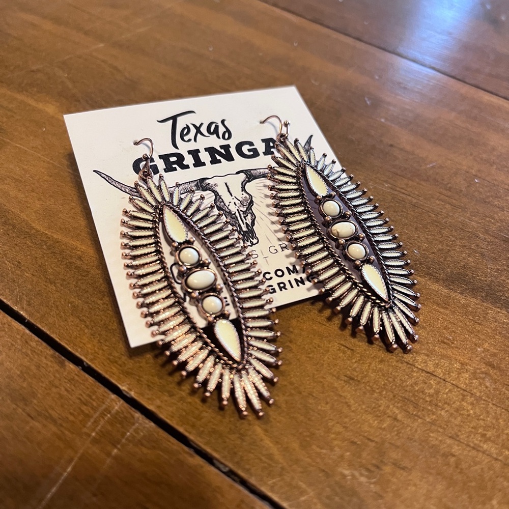 Western Gold & Cream Earrings